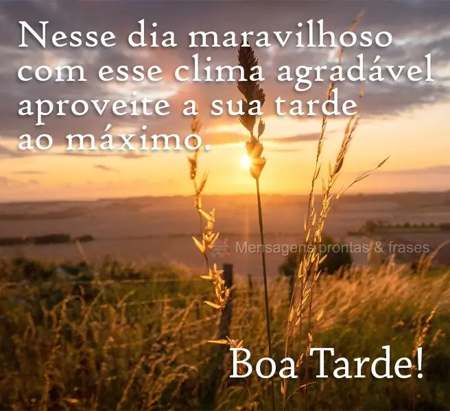 Nesse dia maravilhoso com esse clima agradável aproveite a sua tarde ao máximo. 
 Boa Tarde!