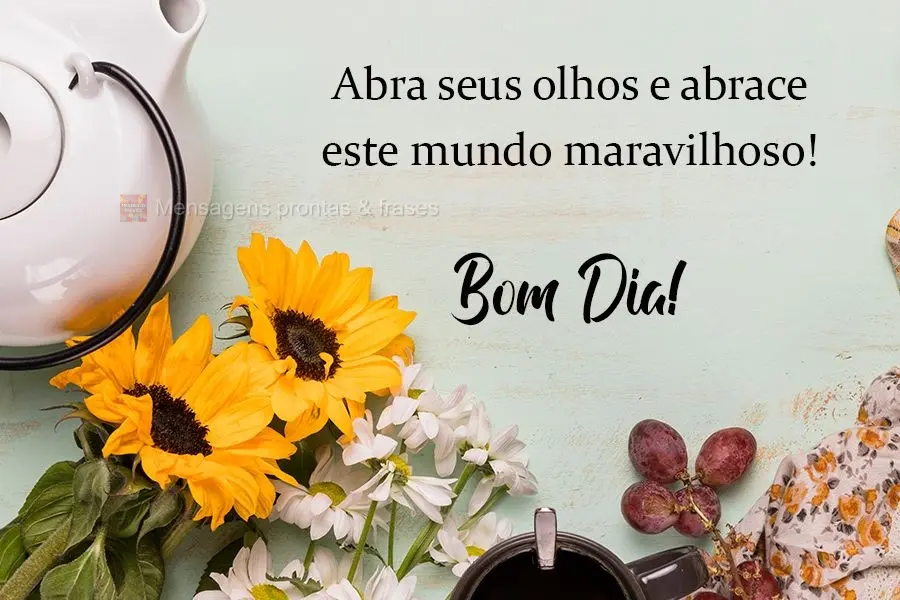 Abra seus olhos e abrace este mundo maravilhoso!  Bom Dia!