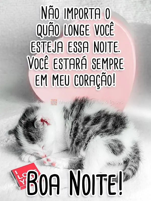 Não importa o quão longe você esteja essa noite. Você estará sempre em meu coração! 
 Boa Noite!