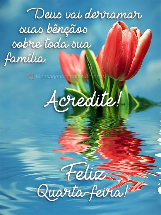 Deus vai derramar suas bênçãos sobre toda sua família. Acredite! 
 Feliz Quarta-feira!