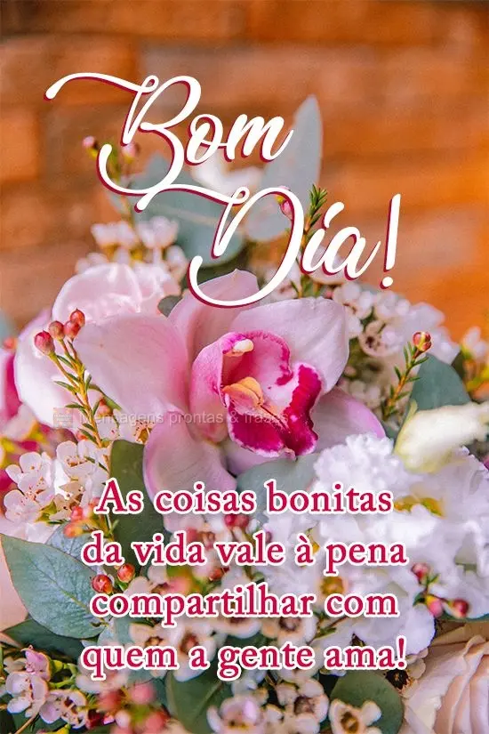 As coisas bonitas da vida valem a pena compartilhar com quem a gente ama!
 Bom Dia!