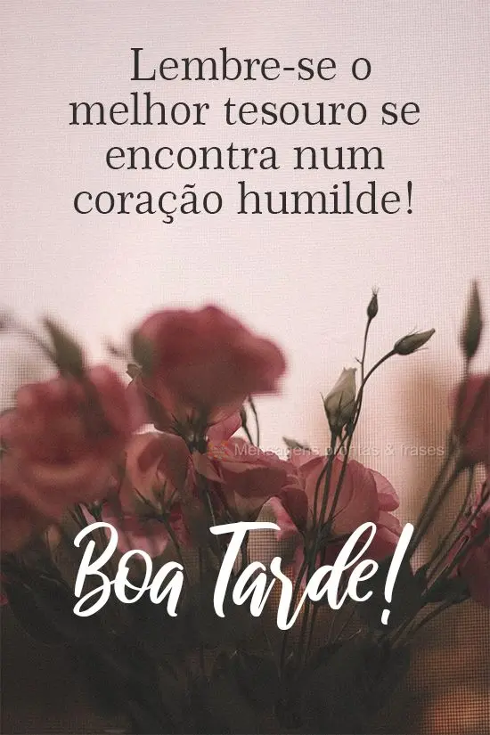 Lembre-se: o melhor tesouro se encontra num coração humilde!  Boa Tarde!