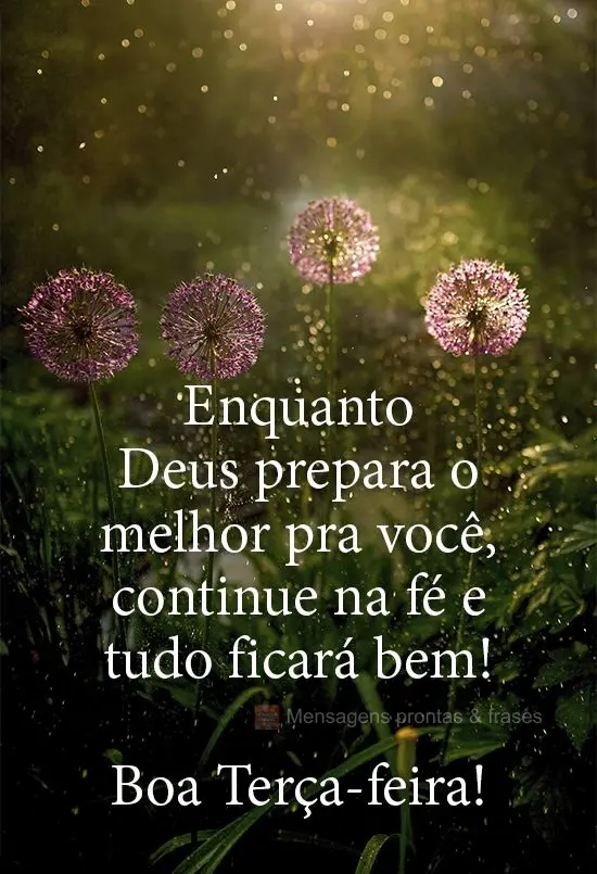 Enquanto Deus prepara o melhor pra você, continue na fé e tudo ficará bem! 
 Boa Terça-feira!