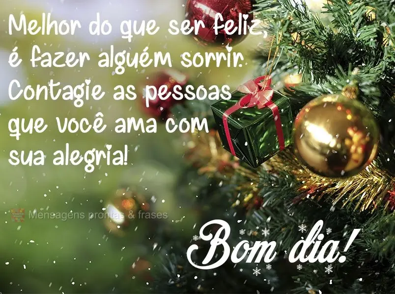 Melhor do que ser feliz, é fazer alguém sorrir. Contagie as pessoas que você ama com sua alegria!  Bom dia!