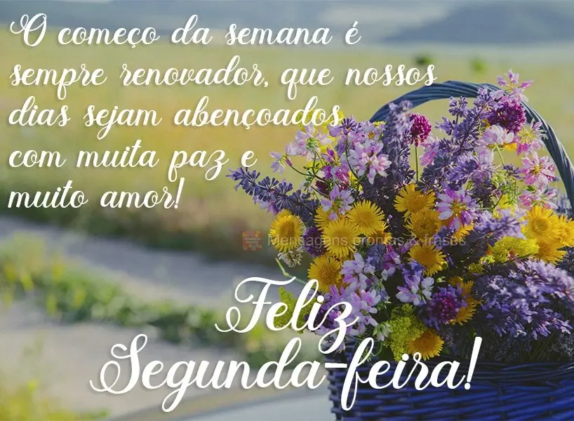 O começo da semana é sempre renovador. Que nossos dias sejam abençoados com muita paz e muito amor!  Feliz Segunda-feira!