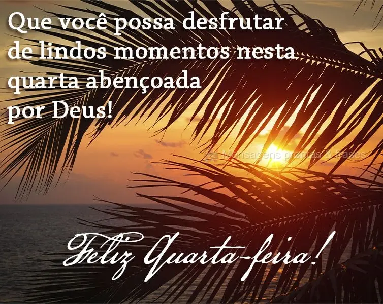Que você possa desfrutar de lindos momentos nesta quarta abençoada por Deus! Feliz Quarta-feira!