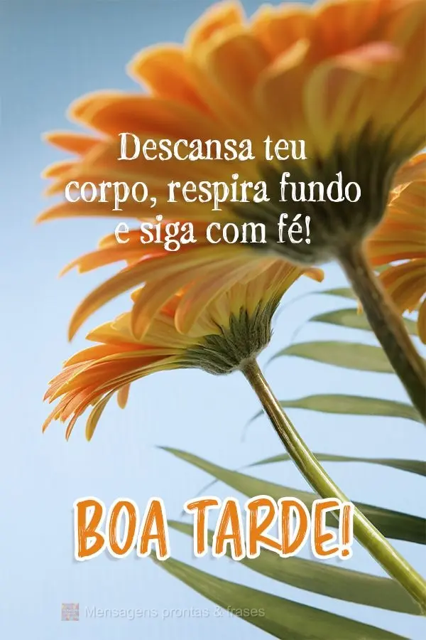 Descansa teu corpo, respira fundo e siga com fé! Boa tarde!