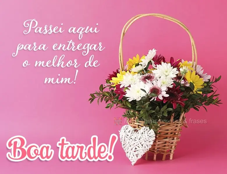 Passei aqui para entregar o melhor de mim! Boa tarde!