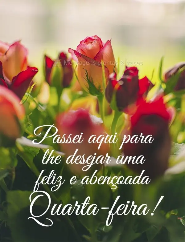 Passei aqui para lhe desejar uma feliz e abençoada Quarta-feira!