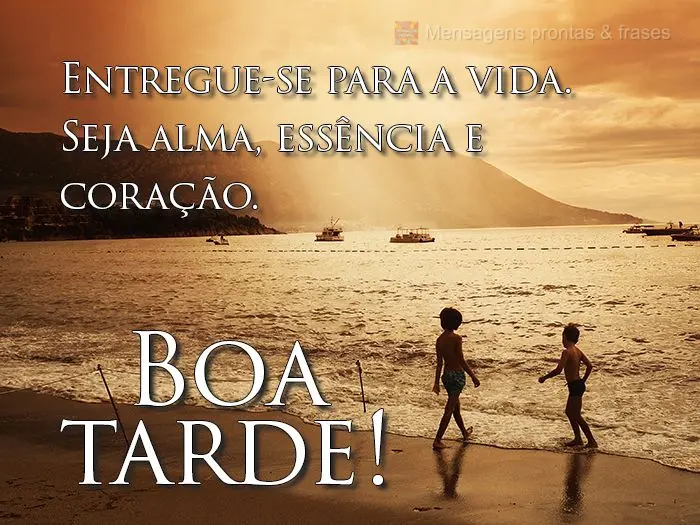 Entregue-se para a vida. Seja alma, essência e coração. 
 Boa tarde! 