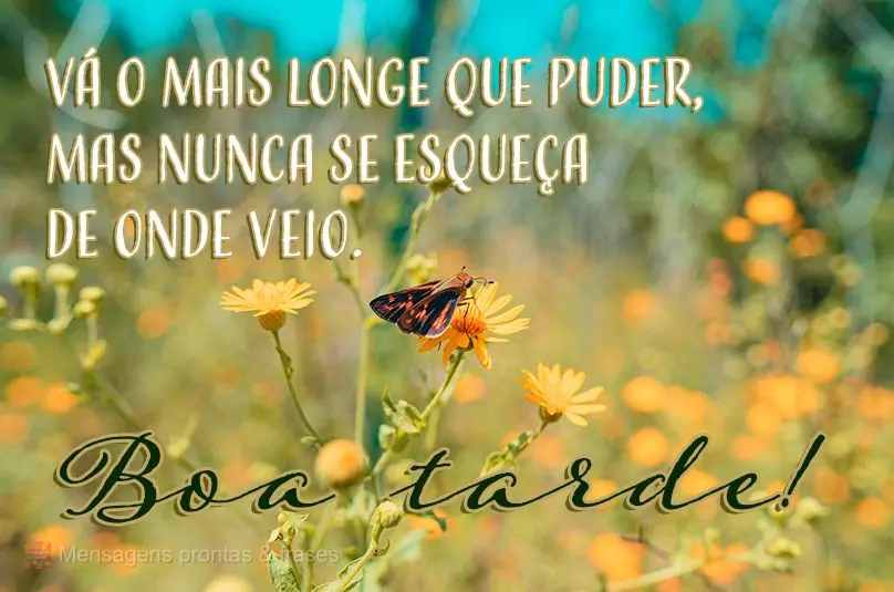  Vá o mais longe que puder, mas nunca se esqueça de onde veio.
 Boa tarde!