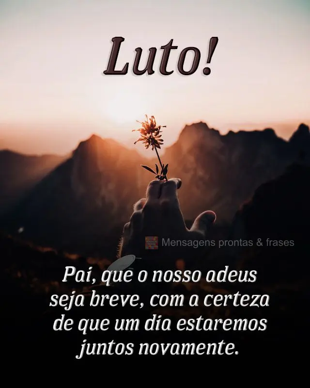 Pai, que o nosso adeus seja breve, com a certeza de que um dia estaremos juntos novamente.  Luto!