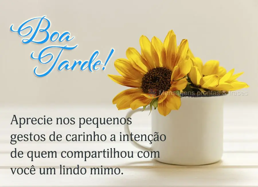 Aprecie nos pequenos gestos de carinho a intenção de quem compartilhou com você um lindo mimo Boa tarde!