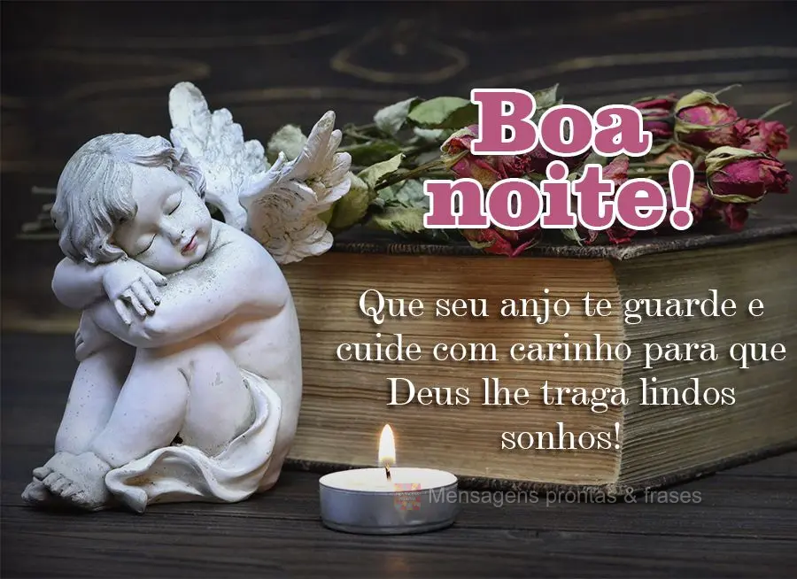 Que seu anjo te guarde e cuide com carinho para que Deus lhe traga lindos sonhos! Boa noite!