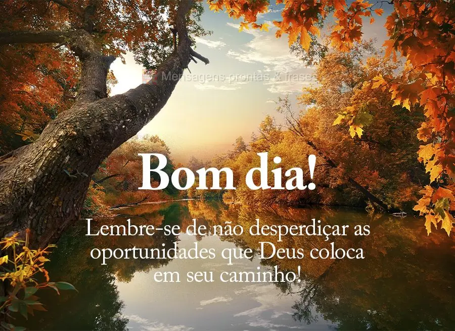 Lembre-se de não desperdiçar as oportunidades que Deus coloca em seu caminho! Bom dia!