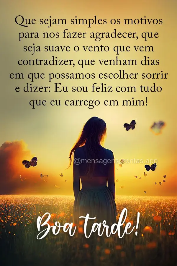 Que sejam simples os motivos para nos fazer agradecer, que seja suave o vento que vem contradizer, que venham dias em que possamos escolher sorrir e dize...