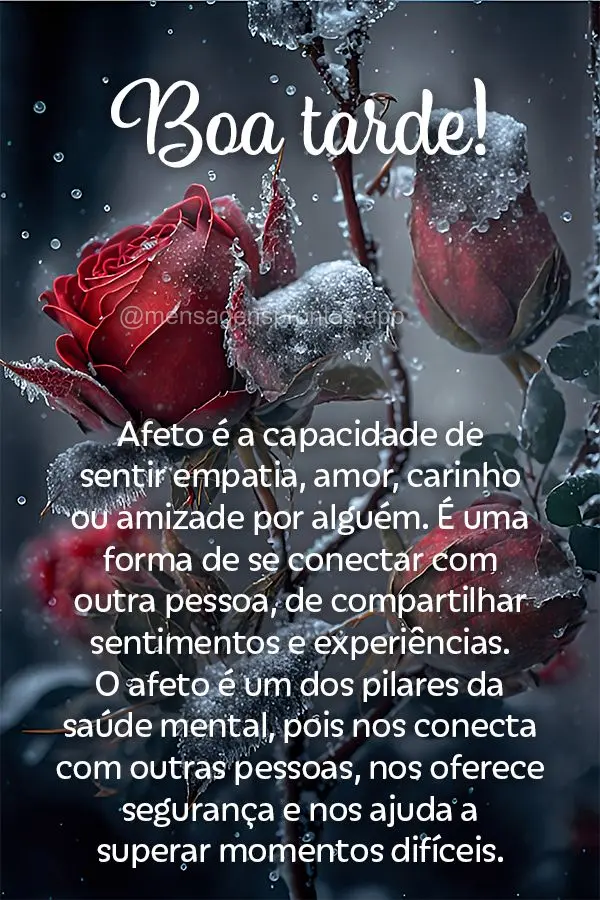 Afeto é a capacidade de sentir empatia, amor, carinho ou amizade por alguém. É uma forma de se conectar com outra pessoa, de compartilhar sentimentos ...