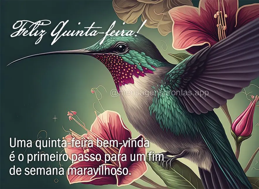 Uma quinta-feira bem-vinda é o primeiro passo para um fim de semana maravilhoso.  Feliz Quinta-feira!