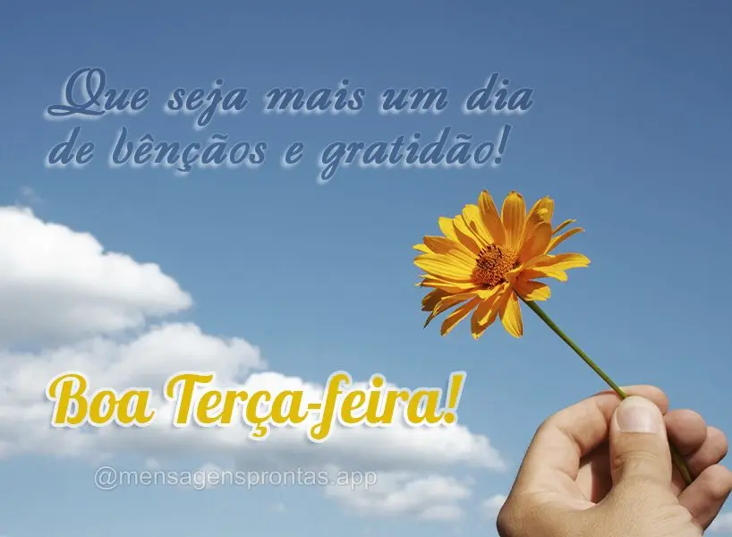 Que seja mais um dia de bênçãos e gratidão! Boa Terça-feira!