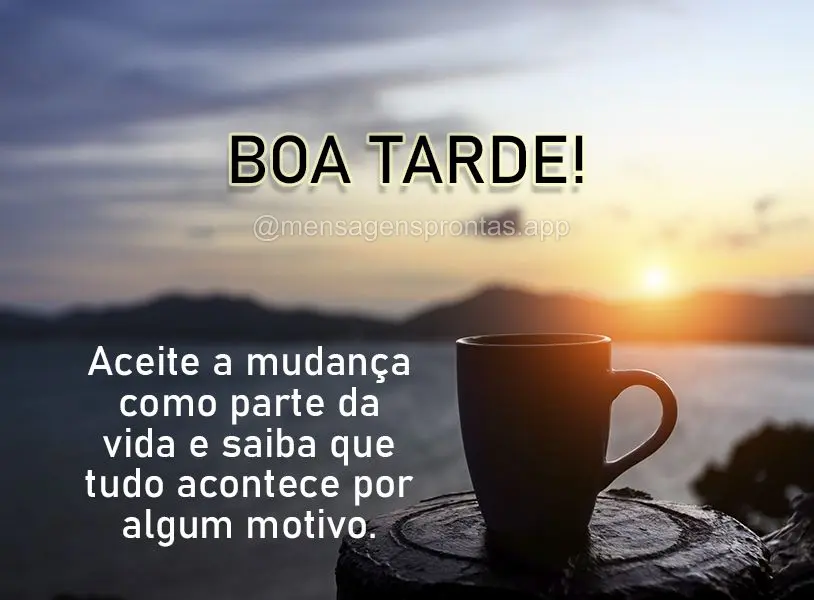 Aceite a mudança como parte da vida e saiba que tudo acontece por algum motivo. Boa tarde!
