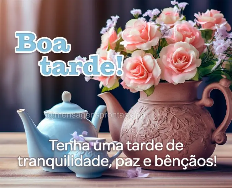Tenha uma tarde de tranquilidade, paz e bênçãos! Boa tarde!