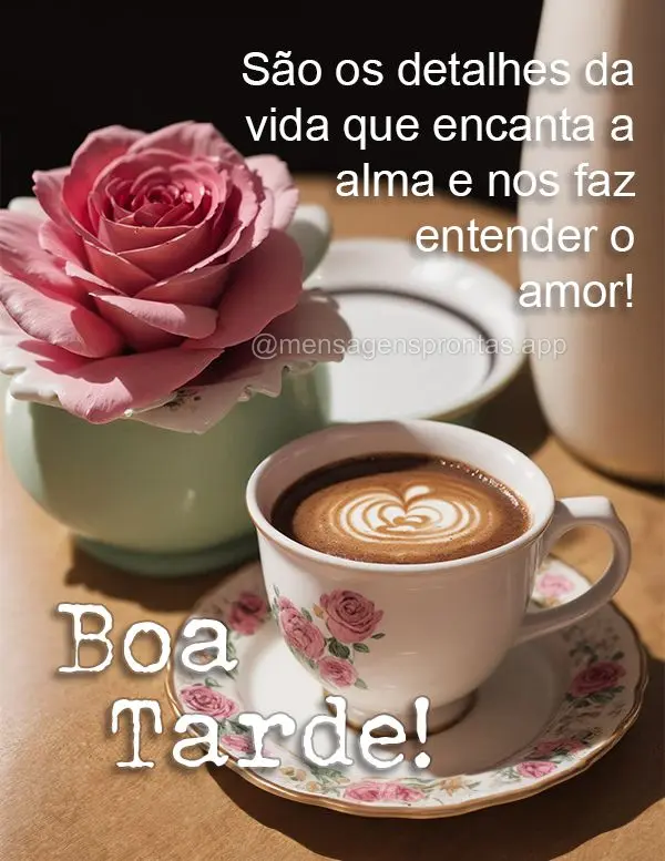 São os detalhes da vida que encanta a alma e nos faz entender o amor! Boa tarde!