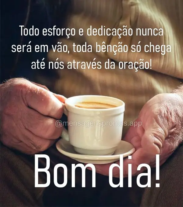 Todo esforço e dedicação nunca será em vão, toda bênção só chega até nós através da oração! Bom dia!