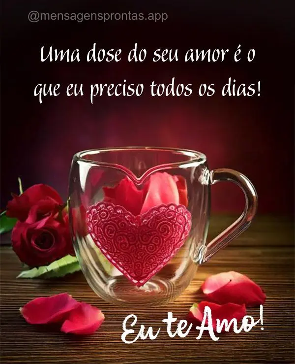 Uma dose do seu amor é o que eu preciso todos os dias! Eu te amo!