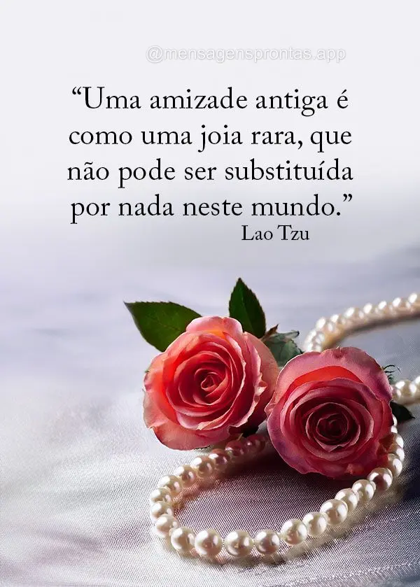 "Uma amizade antiga é como uma joia rara, que não pode ser substituída por nada neste mundo." Lao Tzu