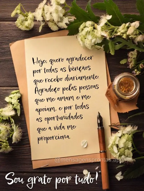 Hoje, quero agradecer por todas as bênçãos que recebo diariamente. Agradeço pelas pessoas que me amam e me apoiam, e por todas as oportunidades que a...