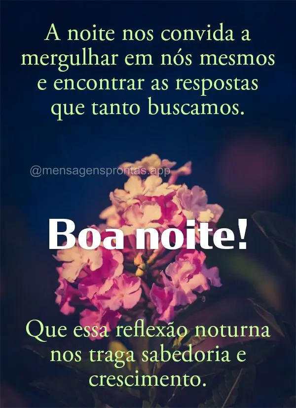 A noite nos convida a mergulhar em nós mesmos e encontrar as respostas que tanto buscamos. Que essa reflexão noturna nos traga sabedoria e crescimento....