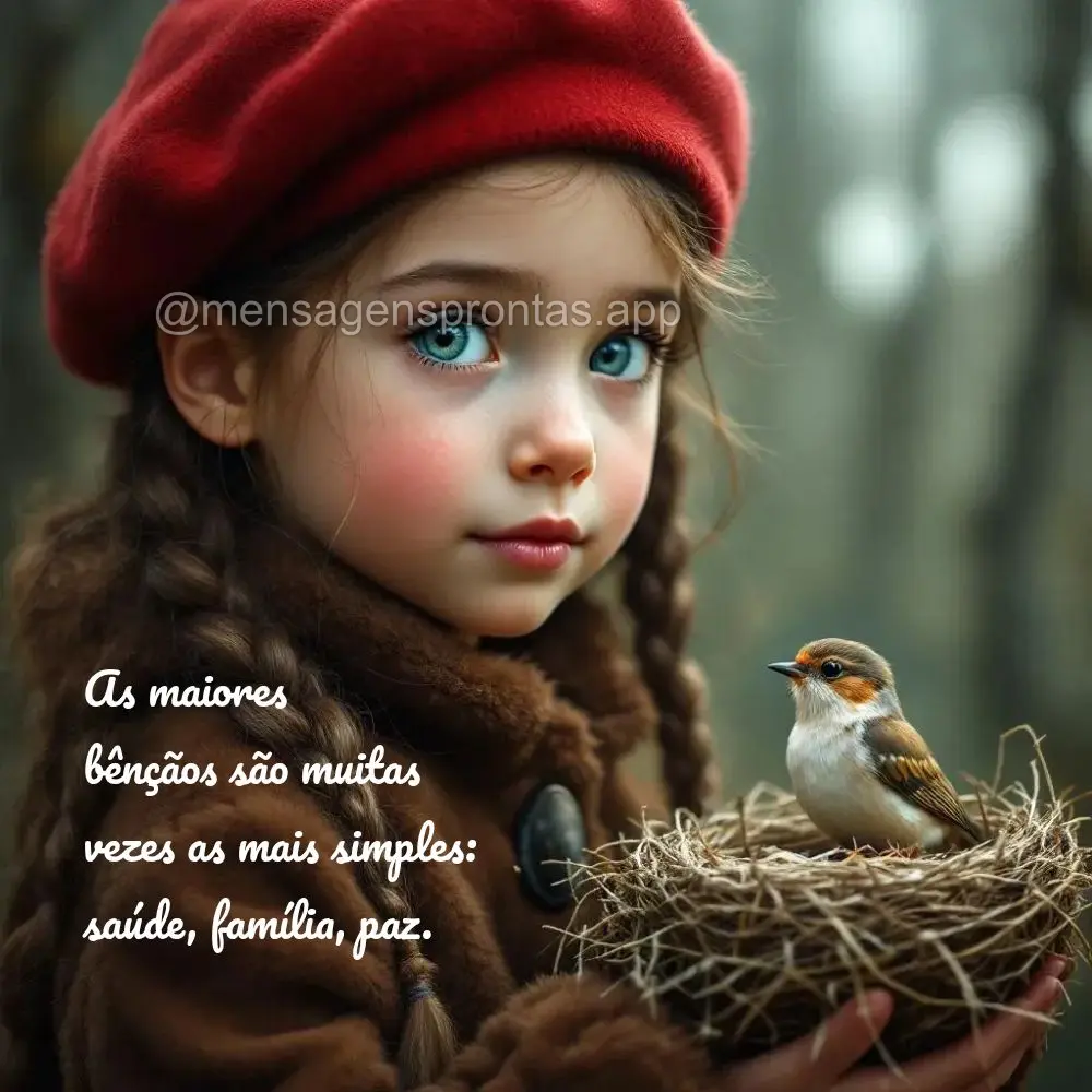 As maiores 
bênçãos são muitas 
vezes as mais simples: 
saúde, família, paz.