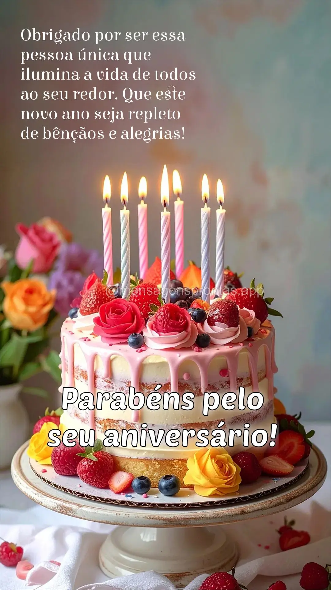 Obrigado por ser essa pessoa única que ilumina a vida de todos ao seu redor. Que este novo ano seja repleto de bênçãos e alegrias! Parabéns pelo seu...