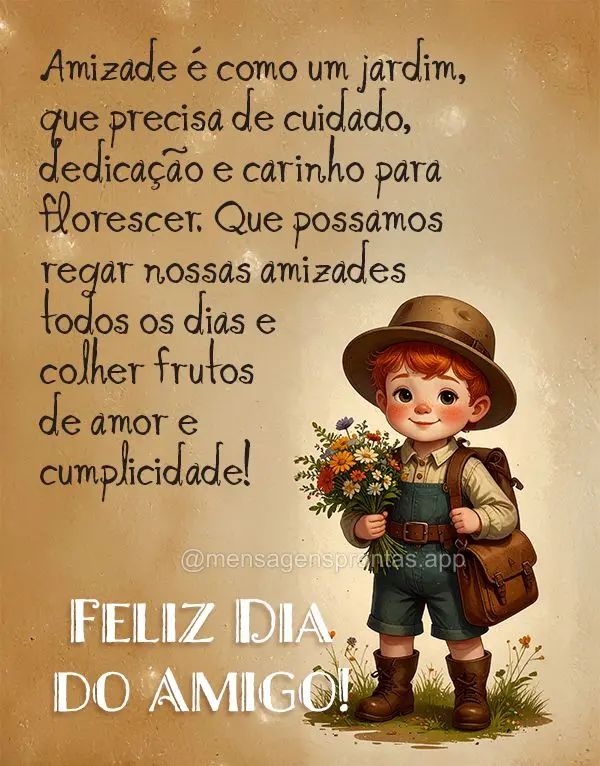 Amizade é como um jardim, que precisa de cuidado, dedicação e carinho para florescer. Que possamos regar nossas amizades todos os dias e colher frutos...