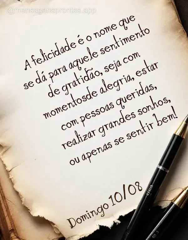 A felicidade é o nome que se dá para aquele sentimento de gratidão, seja com momentos de alegria, estar com pessoas queridas, realizar grandes sonhos,...