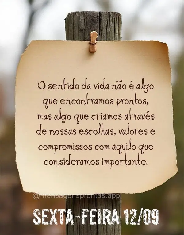O sentido da vida não é algo que encontramos prontos, mas algo que criamos através de nossas escolhas, valores e compromissos com aquilo que considera...