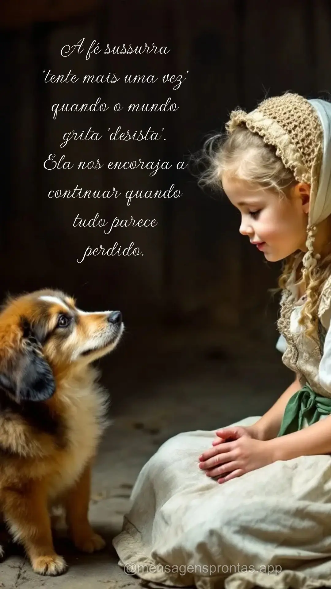 A fé sussurra 'tente mais uma vez' quando o mundo grita 'desista'. 
Ela nos encoraja a continuar quando tudo parece perdido.