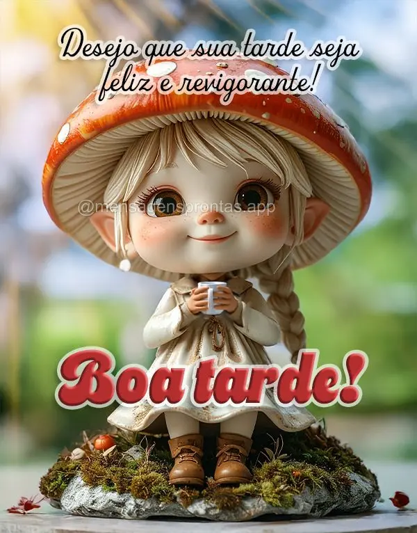 Desejo que sua tarde seja feliz e revigorante! Boa tarde!