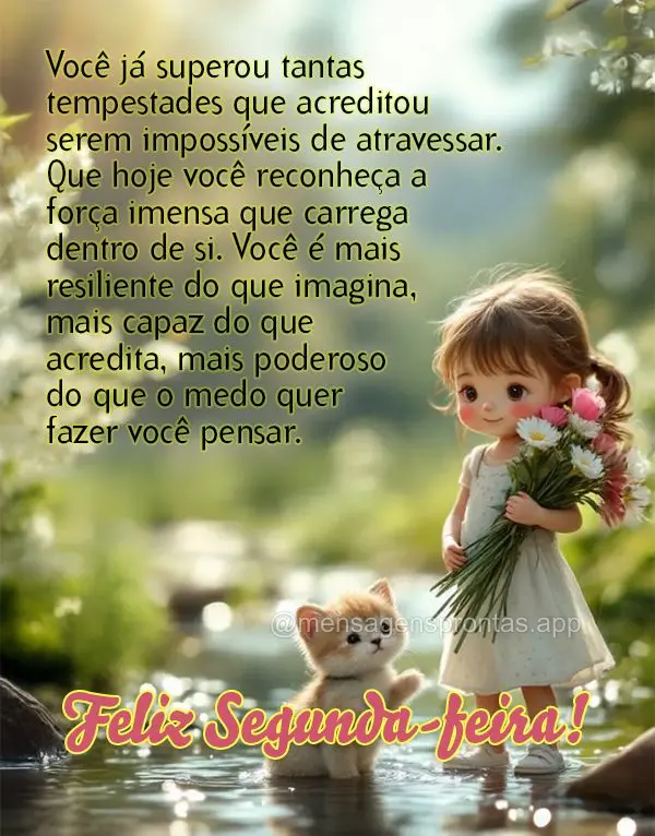 Você já superou tantas tempestades que acreditou serem impossíveis de atravessar. Que hoje você reconheça a força imensa que carrega dentro de si. ...