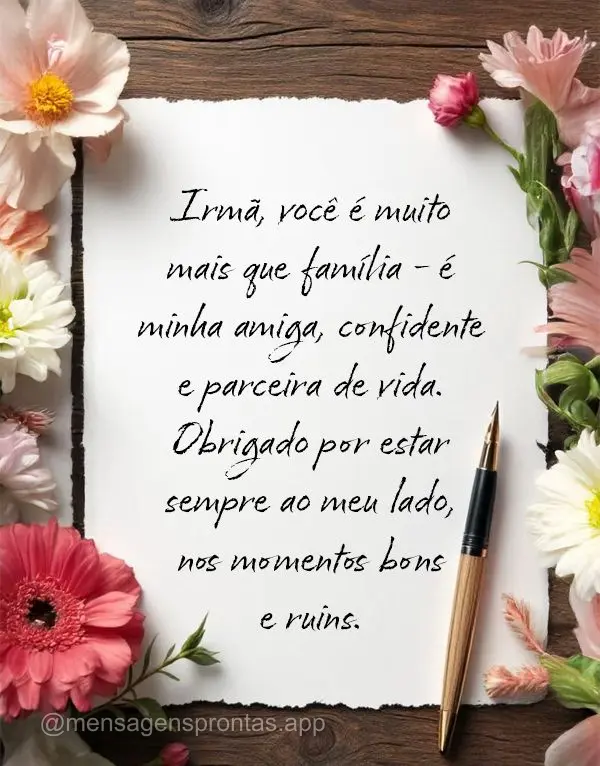 Irmã, você é muito mais que família - é minha amiga, confidente e parceira de vida. Obrigado por estar sempre ao meu lado, nos momentos bons e ruins...