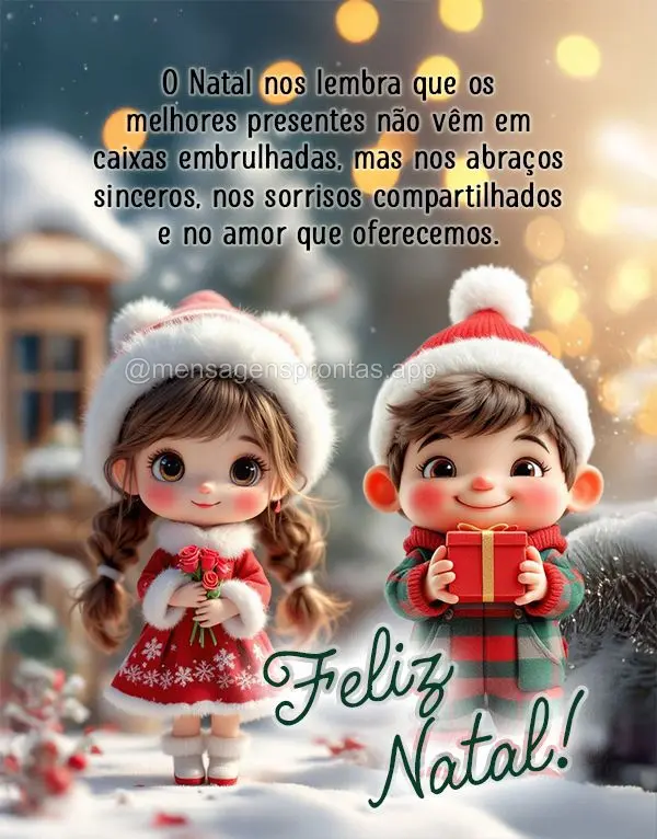 O Natal nos lembra que os melhores presentes não vêm em caixas embrulhadas, mas nos abraços sinceros, nos sorrisos compartilhados e no amor que oferec...