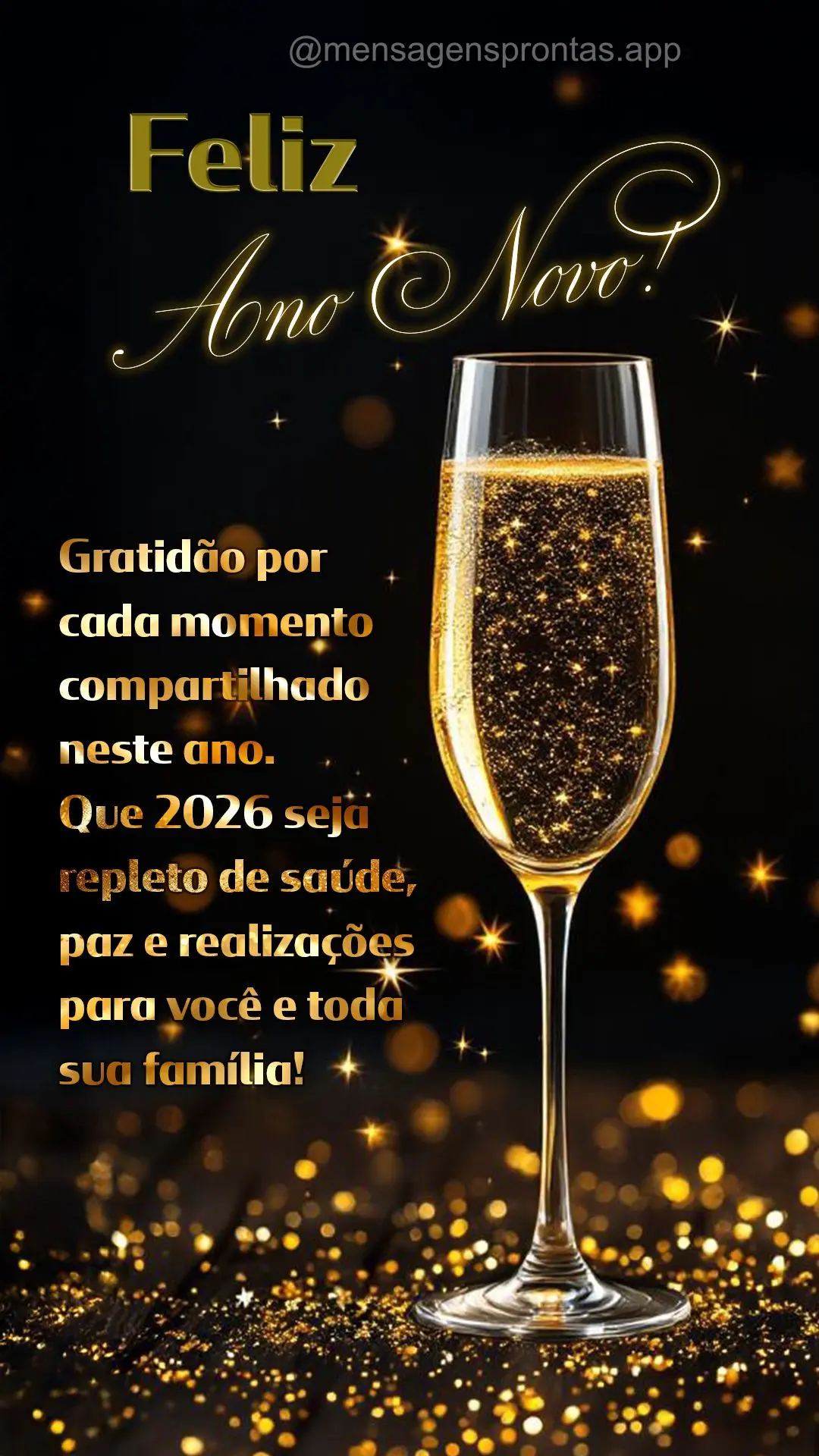 Gratidão por cada momento compartilhado neste ano. Que 2026 seja repleto de saúde, paz e realizações para você e toda sua família! Feliz Ano Novo!...