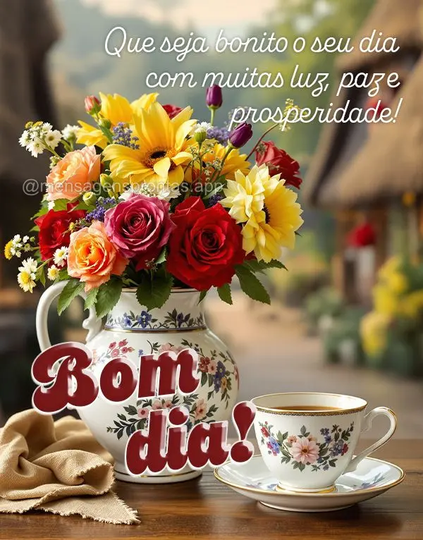 Que seja bonito o seu dia com muitas luz, paz e prosperidade! Bom dia!