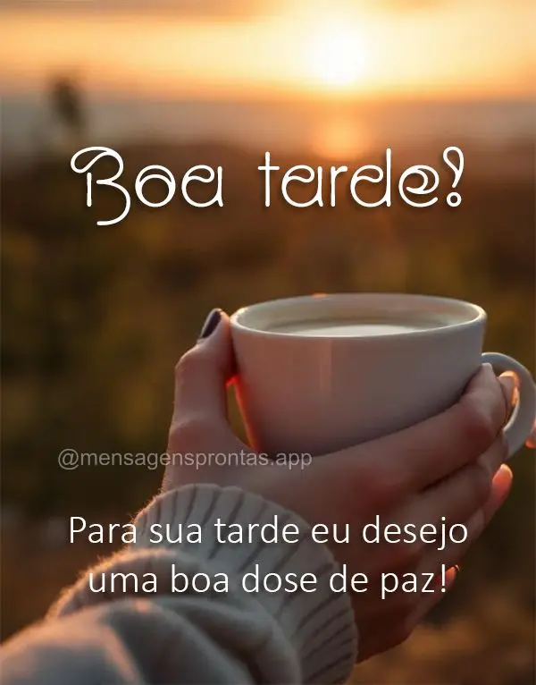 Para sua tarde eu desejo uma boa dose de paz! Boa tarde!