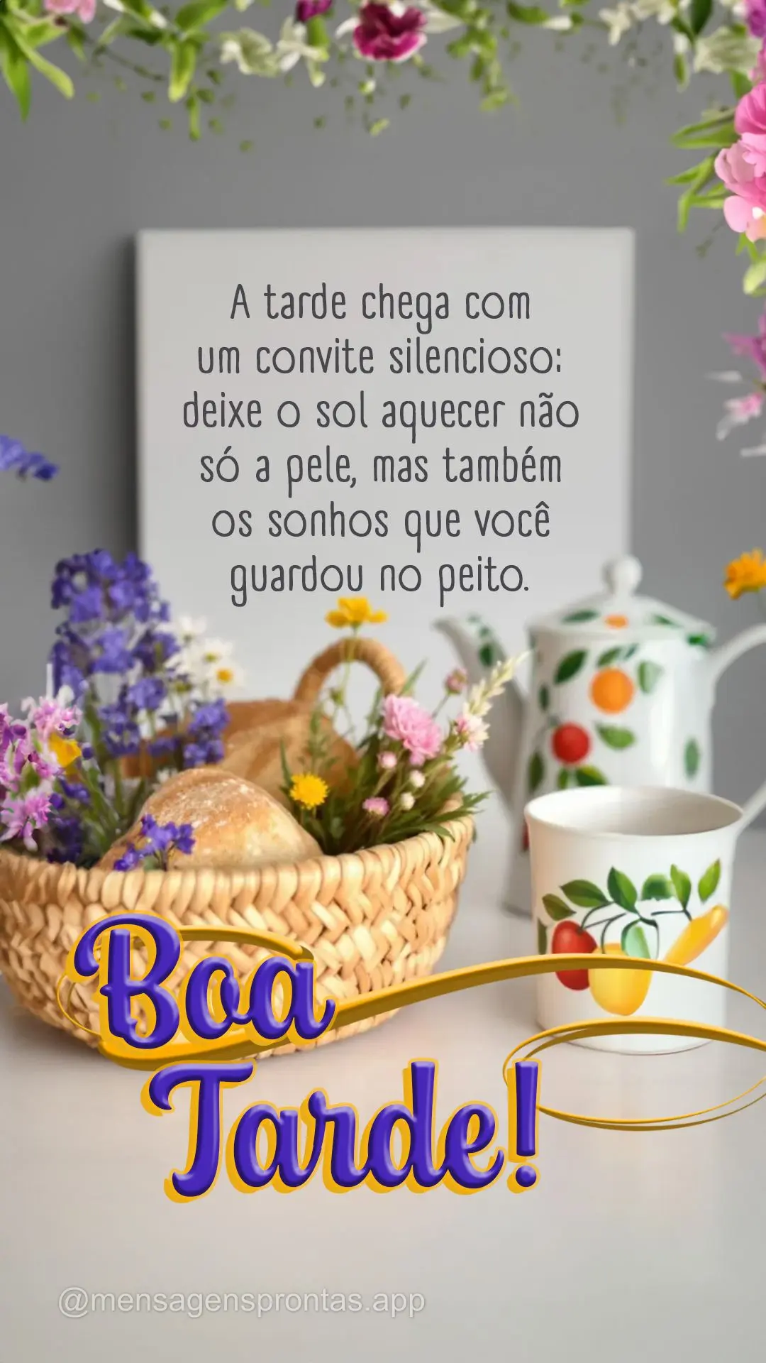 A tarde chega com um convite silencioso: deixe o sol aquecer não só a pele, mas também os sonhos que você guardou no peito. Boa tarde!