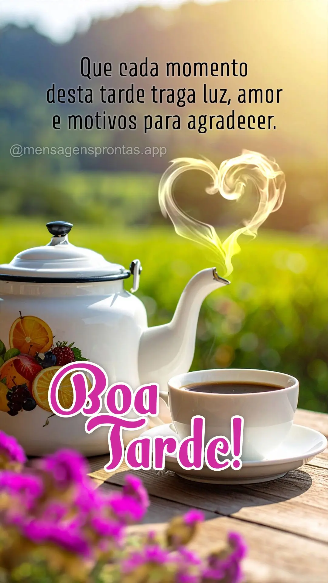 Que cada momento desta tarde traga luz, amor e motivos para agradecer. Boa tarde!