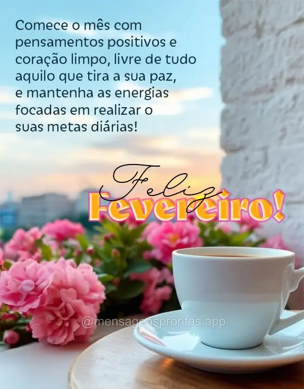 Comece o mês com pensamentos positivos e coração limpo, livre de tudo aquilo que tira a sua paz, e mantenha as energias focadas em realizar o suas met...